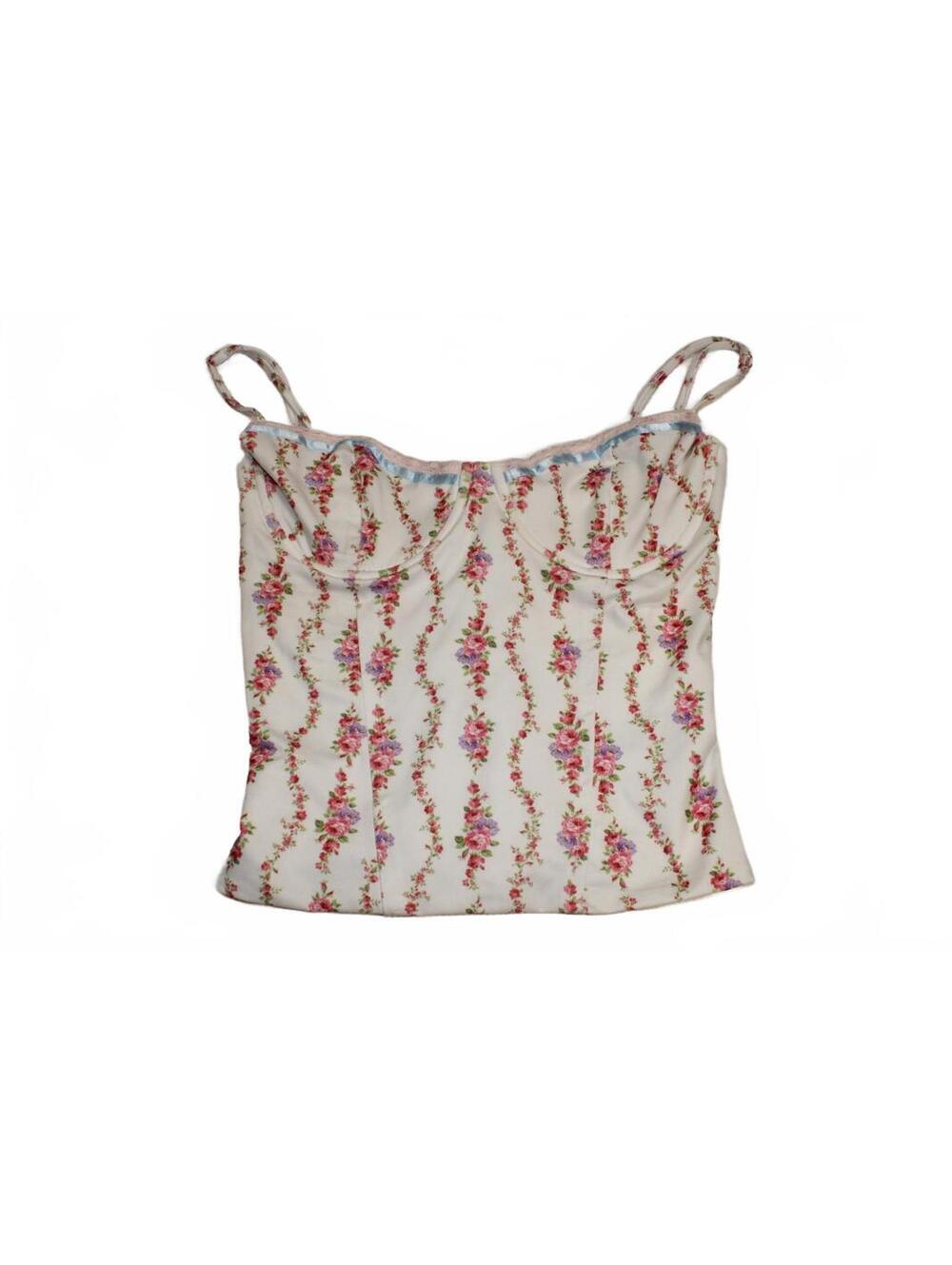 Edikted Indira Floral Lace Up Corset Top